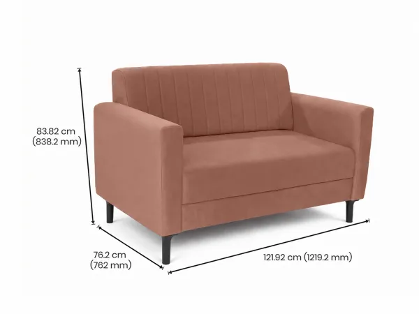 Tulip Upholstered 2 Seater Sofa in Rusty Rubby Color